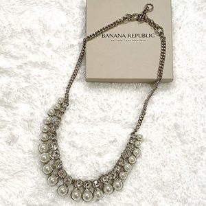 Banana Republic Pearl and Crystal Necklace